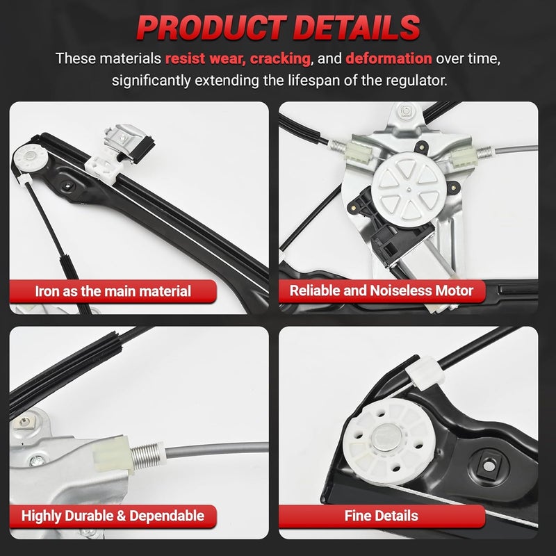 PZ Front Left Driver Side (7 Pins) Power Window Regulator with Motor Compatible with 2016 Chevy Cruze Limited, 2011-2015 Chevy Cruze with Express Up and Down, Replace 94532757 748-974 - Image 5